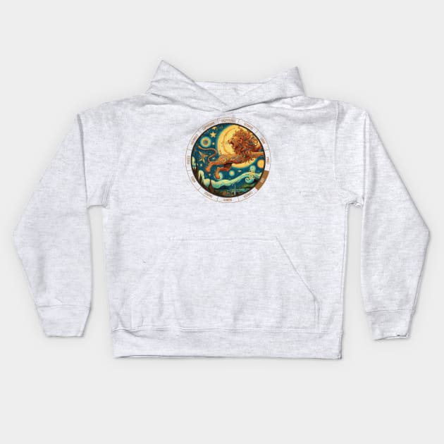 ZODIAC Leo - Astrological LEO - LEO - ZODIAC sign - Van Gogh style - 13 Kids Hoodie by ArtProjectShop